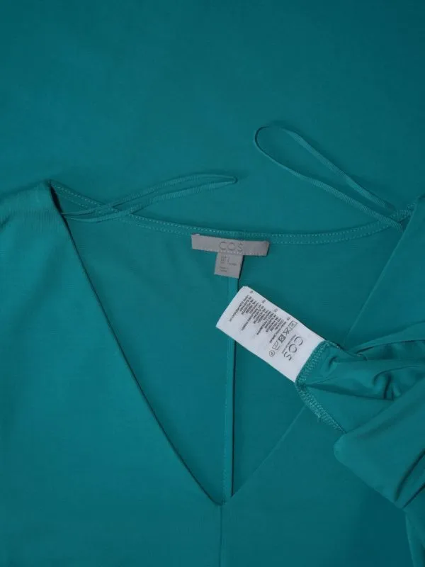 Rochie casual COS S | Turcoaz, Midi, Mânecă scurtă, Volane, Vâscoză - Image 4