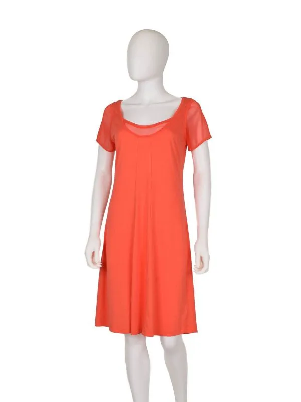 Rochie casual Sandwich_ M | Portocaliu, Midi, Bumbac