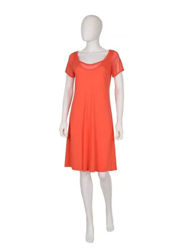 Rochie casual Sandwich_ M | Portocaliu, Midi, Bumbac - Image 3
