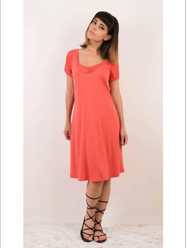 Rochie casual Sandwich_ M | Portocaliu, Midi, Bumbac - Image 5