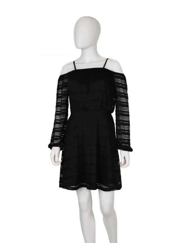 Rochie de seară River Island UK 10 | Negru, Mini, Mânecă lungă, Transparent, Poliester