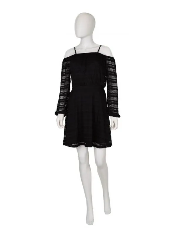Rochie de seară River Island UK 10 | Negru, Mini, Mânecă lungă, Transparent, Poliester - Image 2