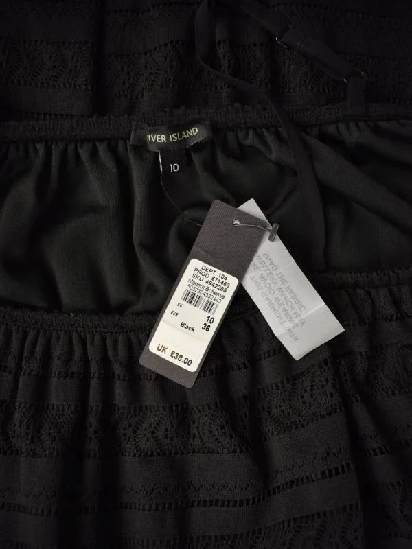Rochie de seară River Island UK 10 | Negru, Mini, Mânecă lungă, Transparent, Poliester - Image 4