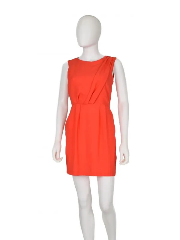 Rochie office Topshop EU 36 | Portocaliu, Mini, Monocrom, Pliuri, Poliester