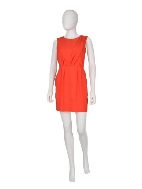 Rochie office Topshop EU 36 | Portocaliu, Mini, Monocrom, Pliuri, Poliester - Image 2