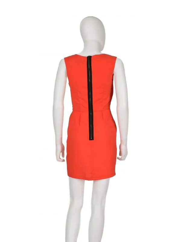 Rochie office Topshop EU 36 | Portocaliu, Mini, Monocrom, Pliuri, Poliester - Image 3