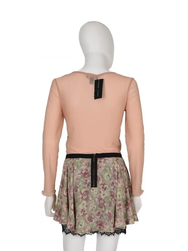 Bluză New Look S | Roz, Normal, Mânecă scurtă, Transparent, Nailon - Image 3