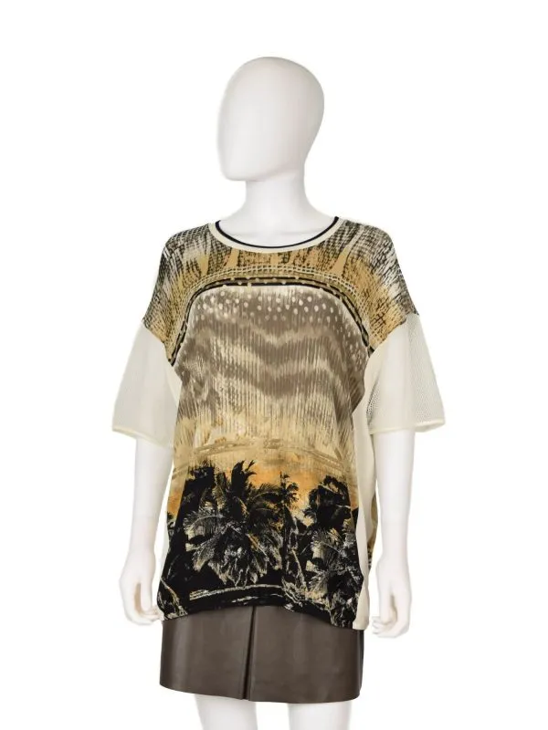 Bluză Gerry Weber EU 44 | Galben, Normal, Mânecă scurtă, Abstract & Color Block, Vâscoză