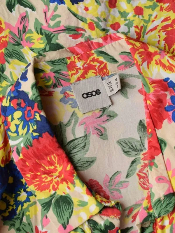 Cămașă ASOS EU 40 | Multicolor, Normal, Mânecă scurtă, Floral & Tropical, Vâscoză - Image 3