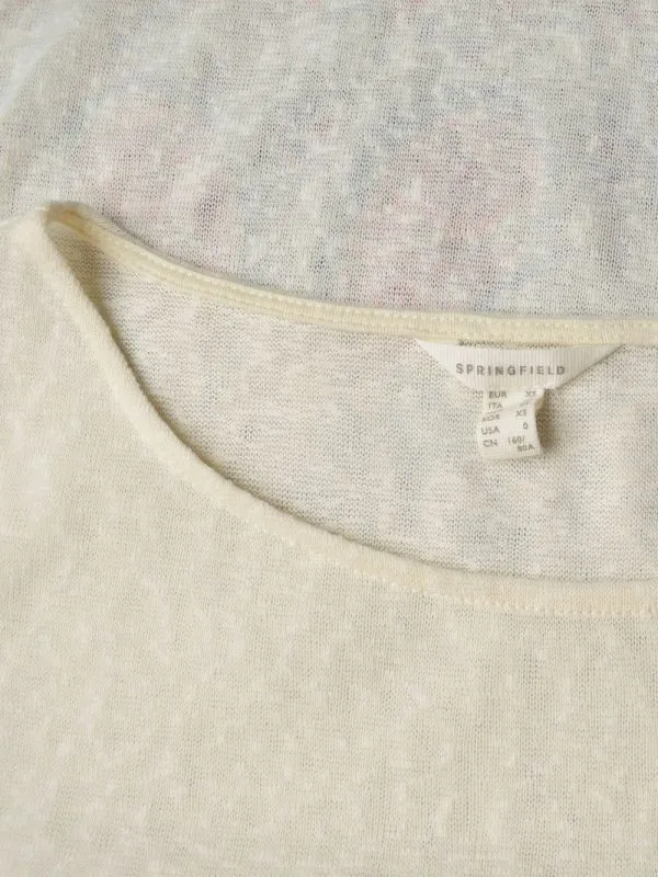 Top cropped Springfield XS | Alb, Cropped (Scurt), Mânecă scurtă, Broderie, Poliester - Image 4