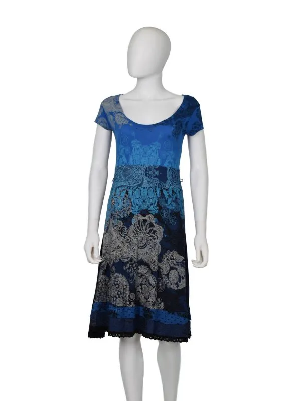 Rochie casual Desigual M | Albastru, Midi, Vâscoză