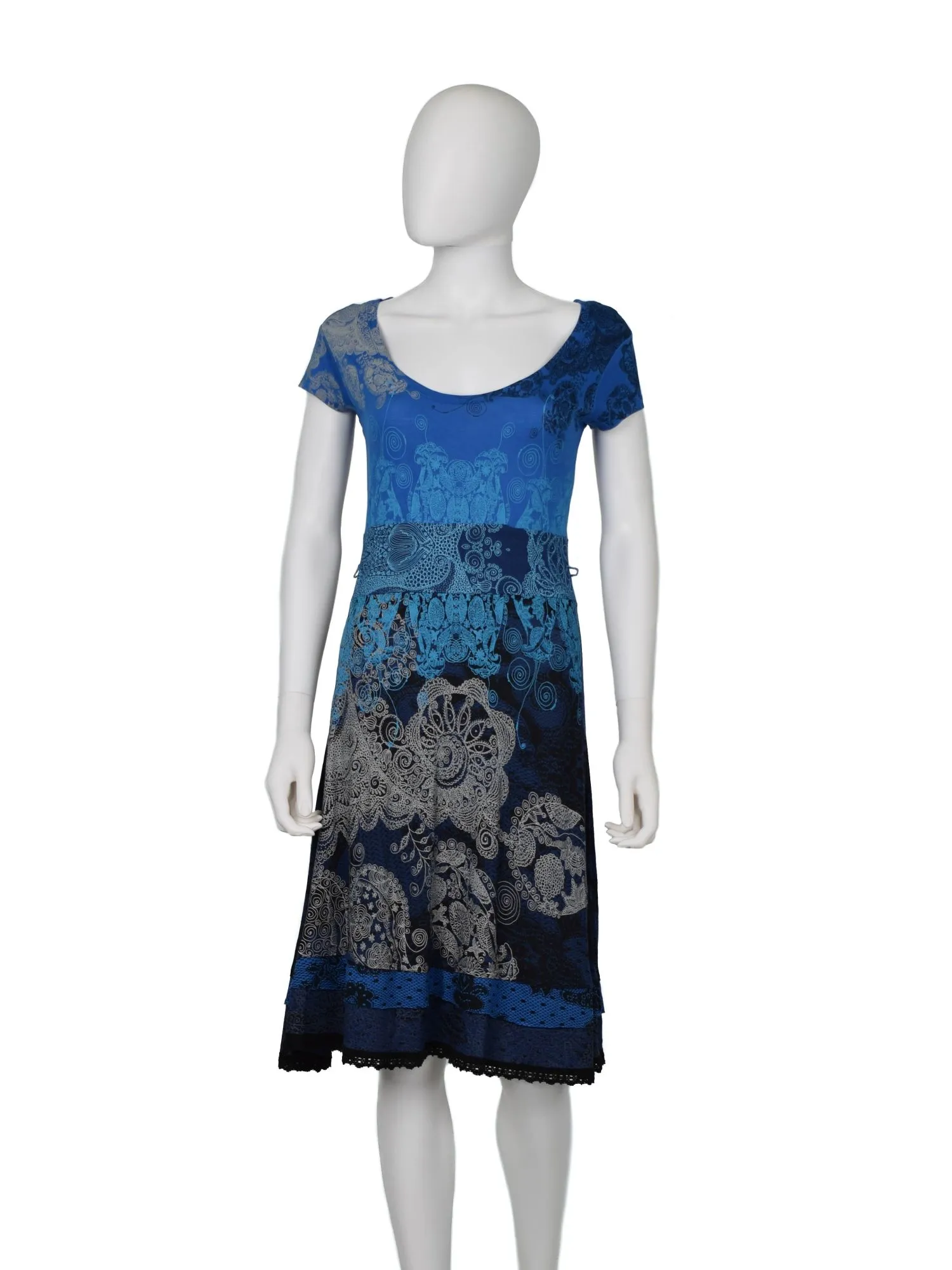 Rochie casual Desigual M | Albastru, Midi, Vâscoză