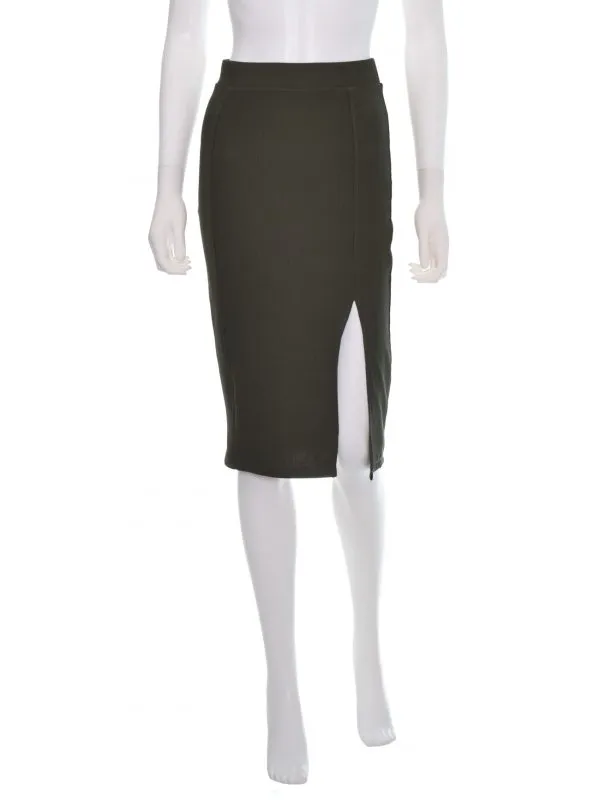 Fustă H&M EU 36 | Khaki, Midi, Poliamidă