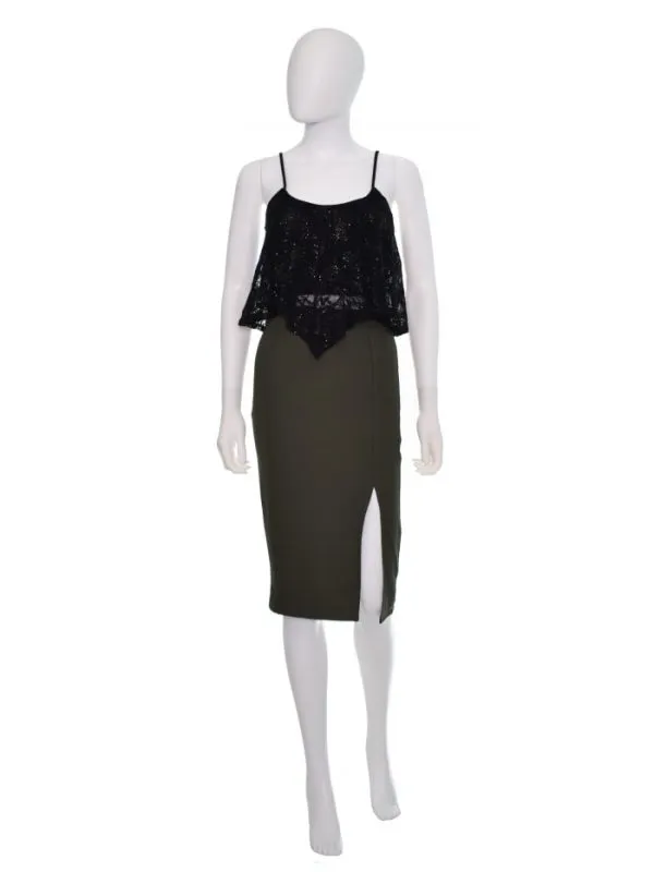 Fustă H&M EU 36 | Khaki, Midi, Poliamidă - Image 3