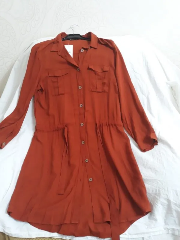 Rochie casual HOUSE XL | Cărămiziu, Midi, Vâscoză - Image 4