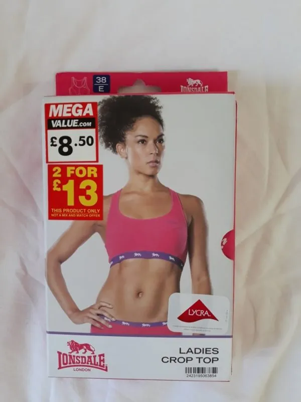 Bustieră sport Lonsdale EU 38 | Roz, Bumbac - Image 2