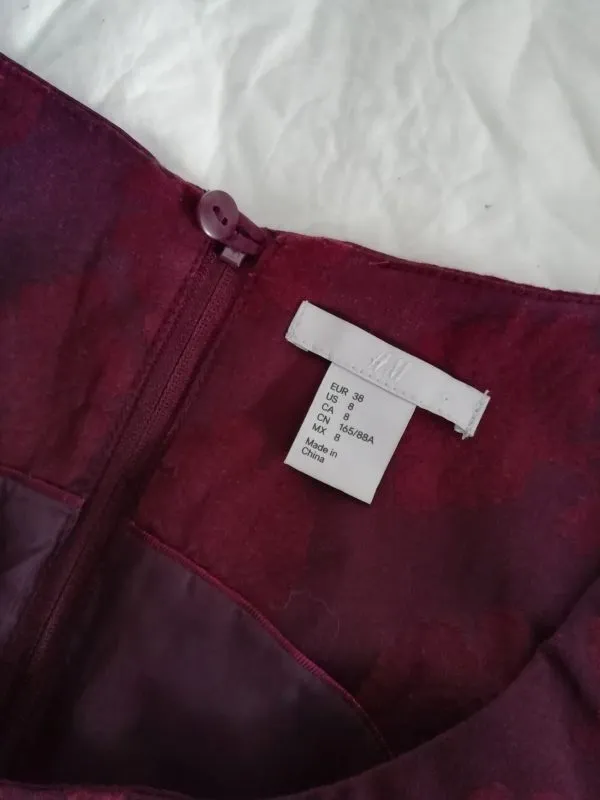 Rochie office H&M EU 38 | Burgundy, Midi, Bumbac - Image 2