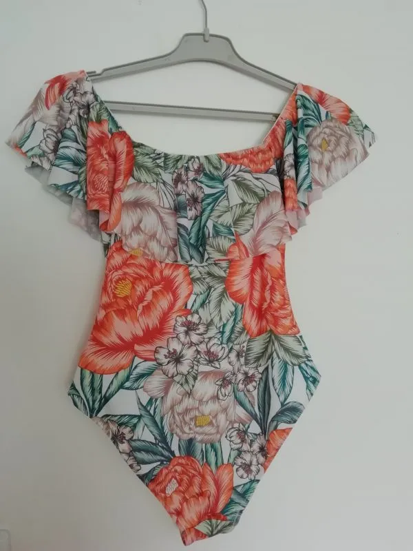 Costum de baie întreg H&M EU 38 | Multicolor, Floral & Tropical, Volane, Poliester - Image 2
