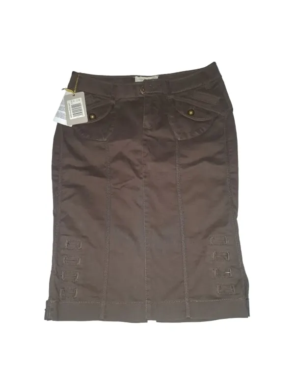 Fustă Guess XS | Maro, Midi, Bumbac