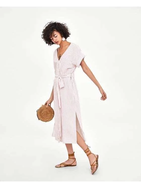 Rochie casual Zara XS | Alb, Midi - Image 4