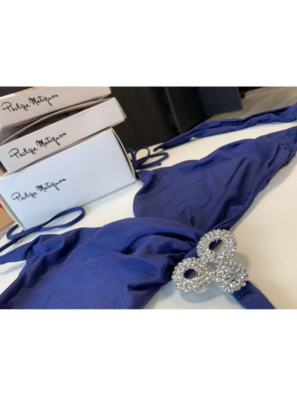 Set bikini PHILIPPE MATIGNON M | Albastru, Pietre decorative, Poliamidă - Image 4