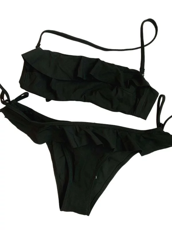 Set bikini GOLDEN POINT XS | Negru, Volane, Poliamidă