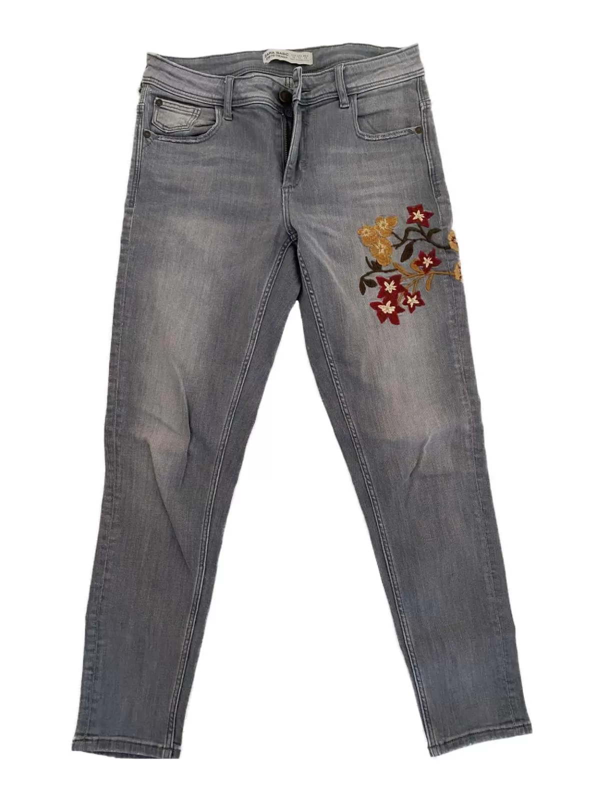 Blugi Zara EU 30 | Gri, Lungi, Bumbac