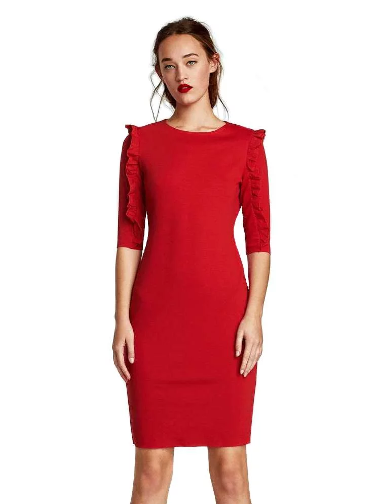 Rochie casual Zara M | Roșu, Midi, Bumbac