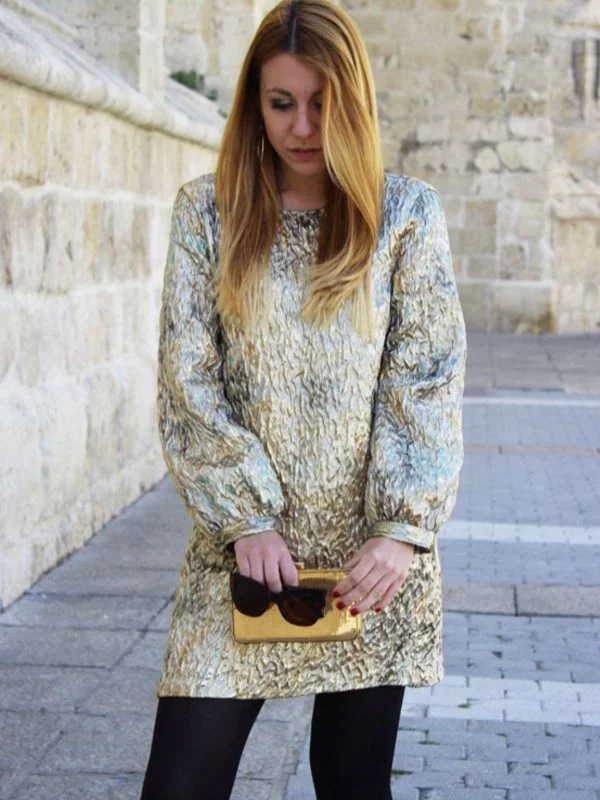 Rochie de seară Zara S | Auriu, Mini - Image 4