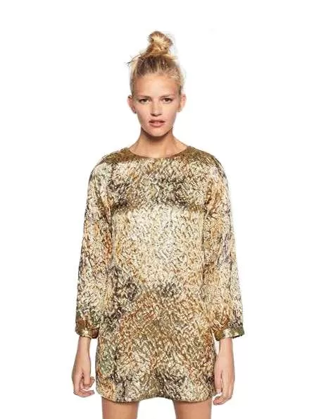 Rochie de seară Zara S | Auriu, Mini