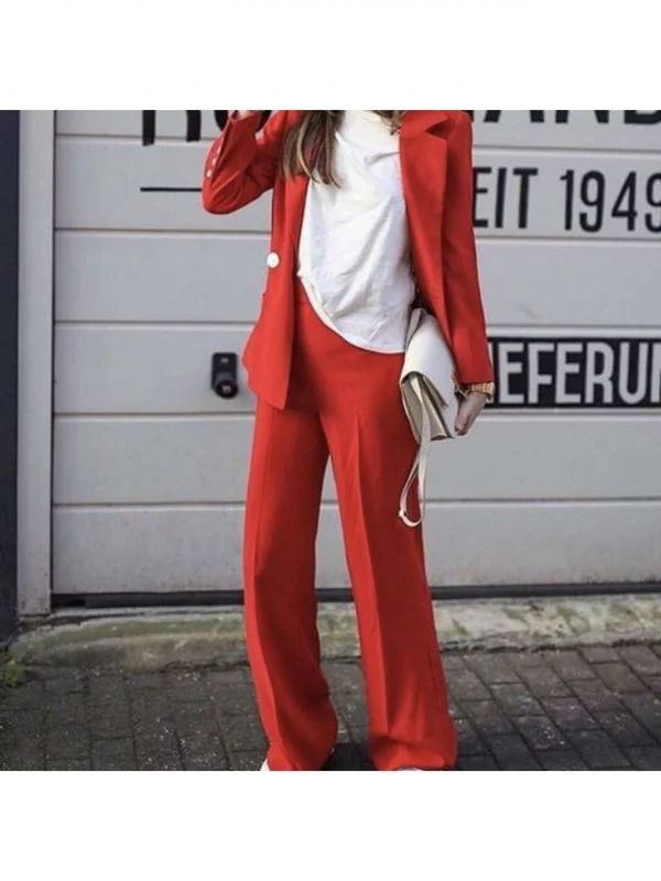 Pantaloni Zara L | Roșu, Lungi - Image 2
