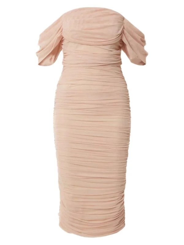 Rochie de seară Missguided M | Bej, Midi, Poliester
