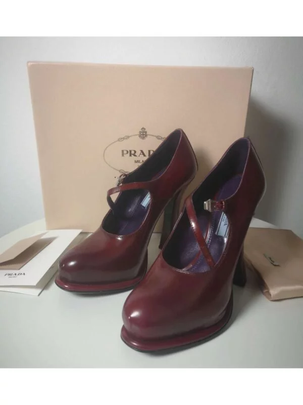 Pantofi cu toc înalt Prada EU 37 | Cărămiziu, Piele naturală - Image 2