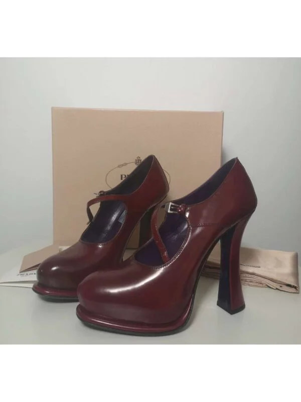 Pantofi cu toc înalt Prada EU 37 | Cărămiziu, Piele naturală - Image 3