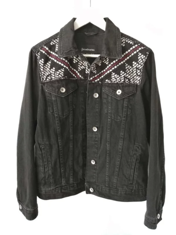 Geacă din denim Stradivarius S | Negru, Fără glugă, Denim