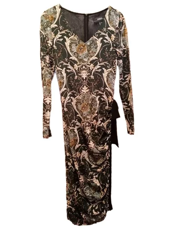 Rochie de seară Nissa S-M | Verde, Midi, Poliamidă