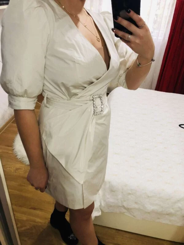 Rochie de seară Zara S | Ivoire, Midi - Image 5