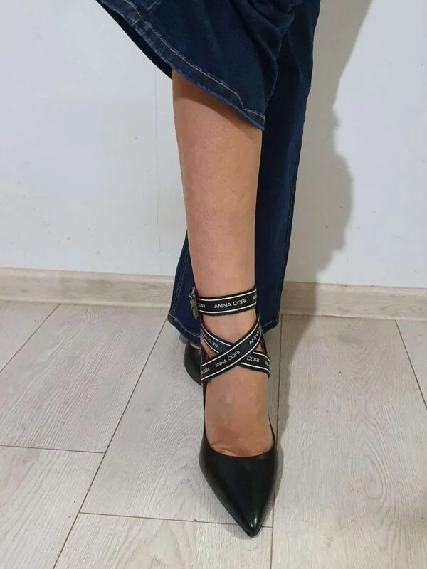 Pantofi cu toc înalt ANNA CORI EU 38 | Negru, Piele naturală - Image 3