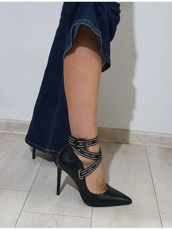Pantofi cu toc înalt ANNA CORI EU 38 | Negru, Piele naturală - Image 4