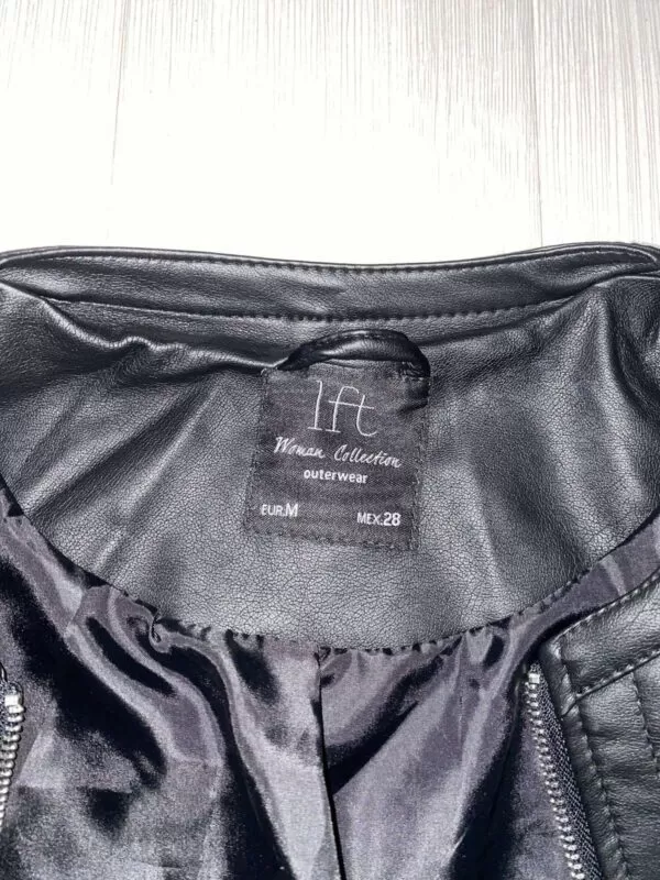 Geacă din piele Lefties EU 38 | Negru, Fără glugă, Piele ecologică - Image 4