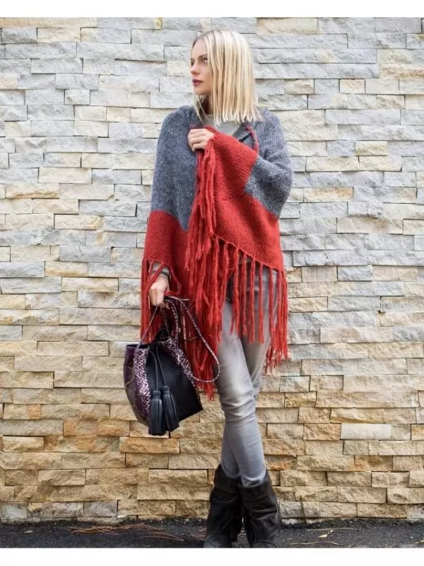 Poncho pelerină H&M M | Gri, Acrilic - Image 2