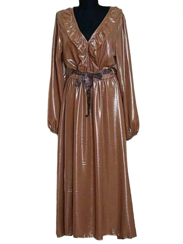 Rochie de seară WIYA M | Auriu, Maxi, Poliester