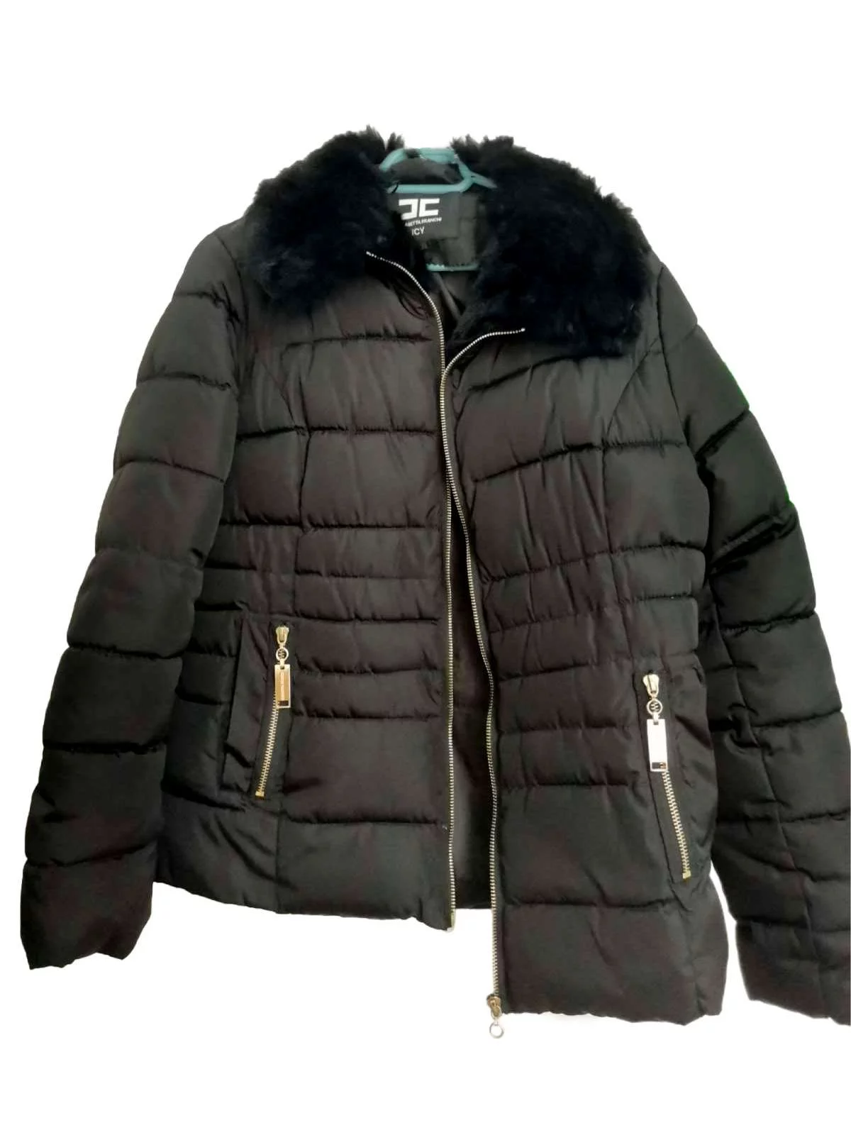 Geacă de iarnă Elisabetta Franchi L | Negru, Fără glugă, Poliester