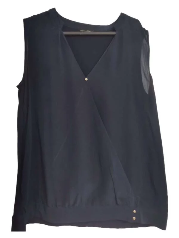 Top Massimo Dutti L | Albastru, Normal, Mătase