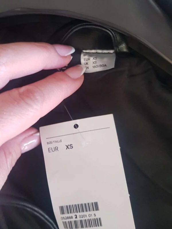 Geacă din piele H&M XS | Negru, Fără glugă, Poliester - Image 4