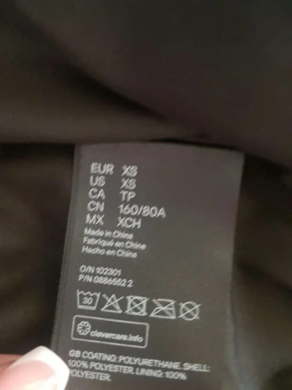 Geacă din piele H&M XS | Negru, Fără glugă, Poliester - Image 8