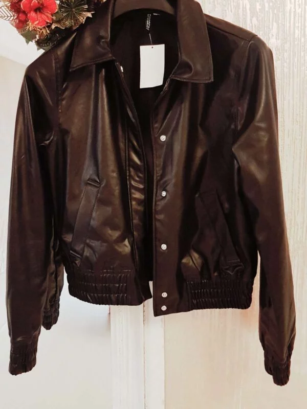 Geacă din piele H&M XS | Negru, Fără glugă, Poliester - Image 9