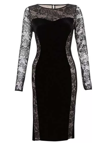 Rochie de seară M&S S | Negru, Midi, Poliester