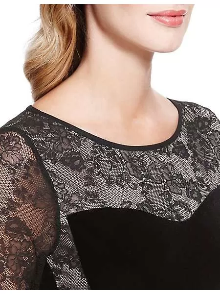 Rochie de seară M&S S | Negru, Midi, Poliester - Image 3