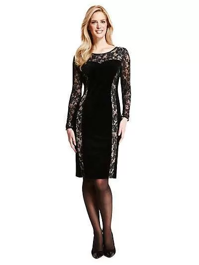 Rochie de seară M&S S | Negru, Midi, Poliester - Image 5